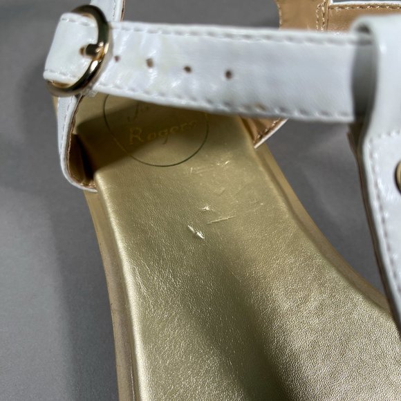 Jack Rodgers Sandals Gold Accents White Straps‎ Size 7M - Picture 11 of 15